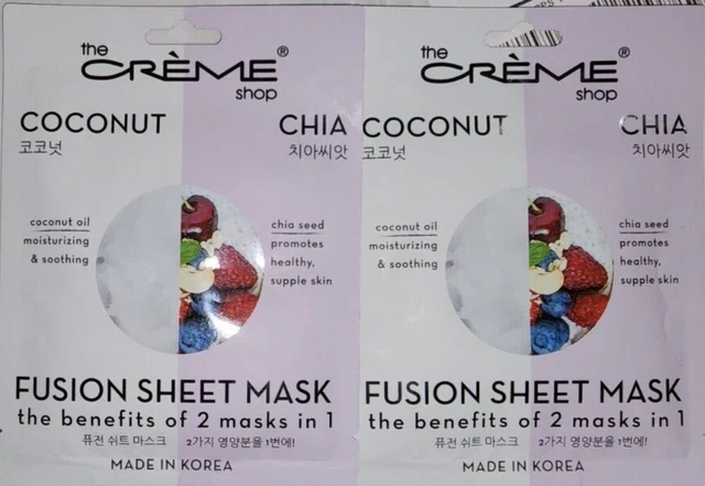 The CREME SHOP Coconut Oil Chia Seed Fusion Sheet Mask 2 Pack Moisturizing Duo