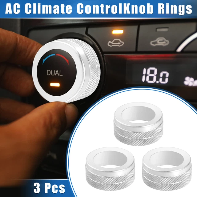 3 Pcs AC Climate Control Knob Rings for Jeep Renegade 2018-2023 Silver Tone