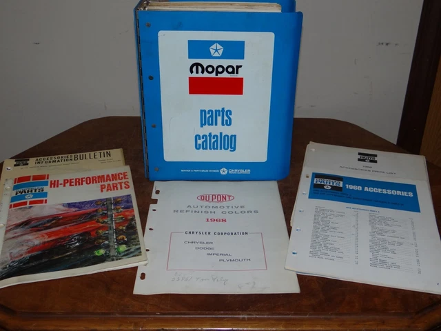 1968 Mopar Parts Catalog Plymouth Road Runner GTX Dodge Charger 426 Hemi Book