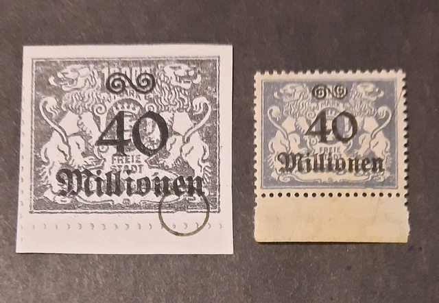 Danzig Überdruck 40 Mio auf 10000 M Mi-Nr. 172 PF postfrisch, Beschreibung lesen