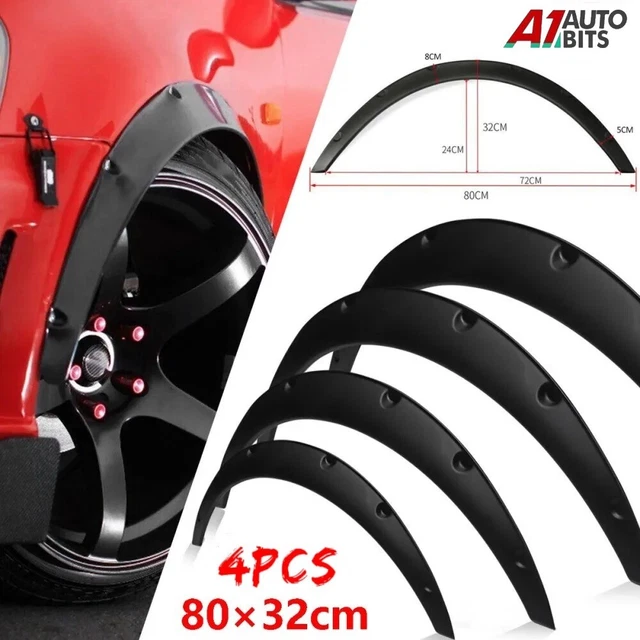 4PCS UNIVERSAL FLEXIBLE Cars Body Fender Flares Extension Wide Wheel ...