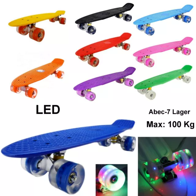 LED 22" Mini Skateboard Penny Board Pennyboard 57 cm bis 100 kg ABEC-7 Lager