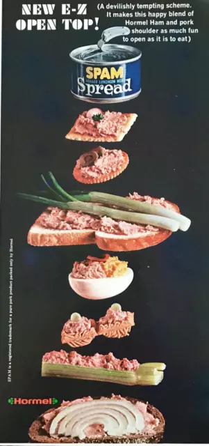1965 Hormel Spam Spread Print Ad Cascade of Serving Suggestions