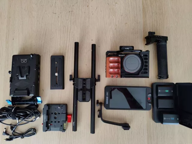 Sony Alpha a7C 24.2MP Mirrorless w Cage - Monitor - Grip - IDX Plate - Batteries