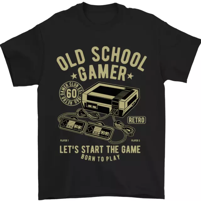 Oldschool Gamer Gaming Divertido Hombre Camiseta 100% de Algodón