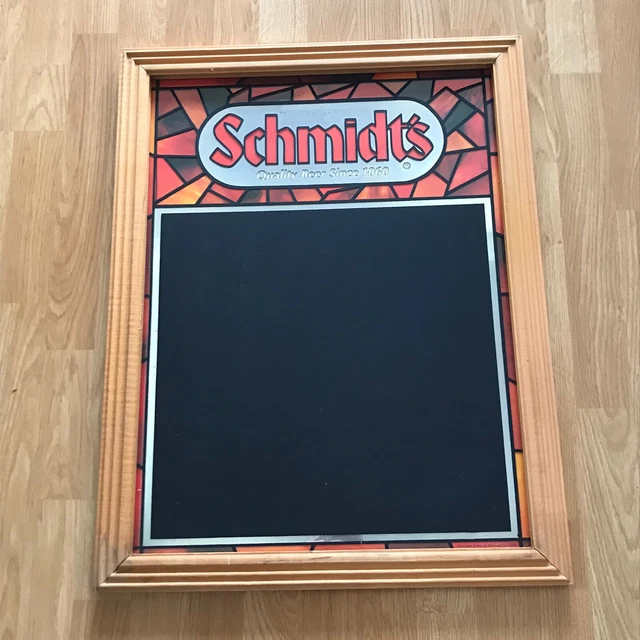 vtg Schmidt's Beer Bar Chalkboard Mirror 1986 21”x27” Philadelphia brewiana