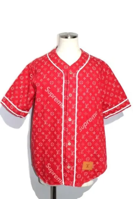 LOUIS VUITTON X SUPREME Monogram Blue Jacquard Denim Baseball Jersey Shirt  Large $15,000.00 - PicClick