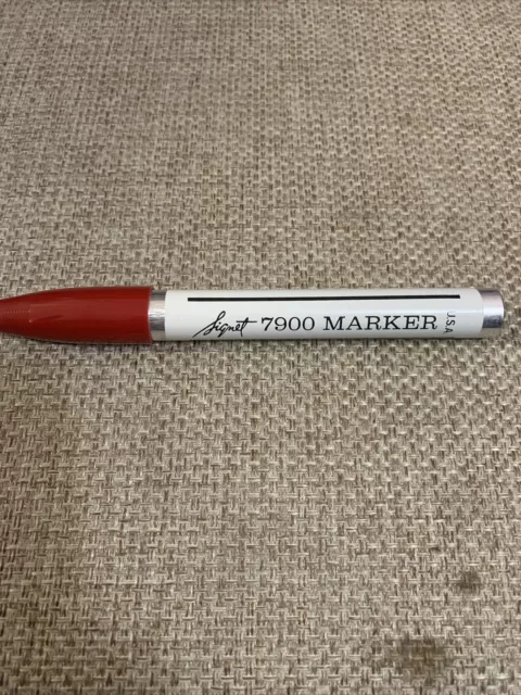 PERMANENT  MARKER SIGNET 7900   Red liquid Felt Tip Metal  Vintage Collectible