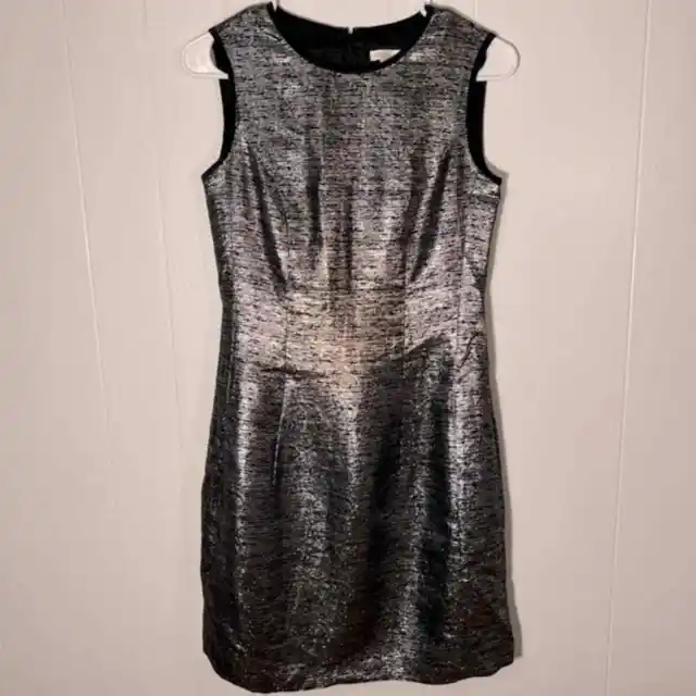 Shoshanna Anthropologie metallic silver gray black A-line mini dress size 0