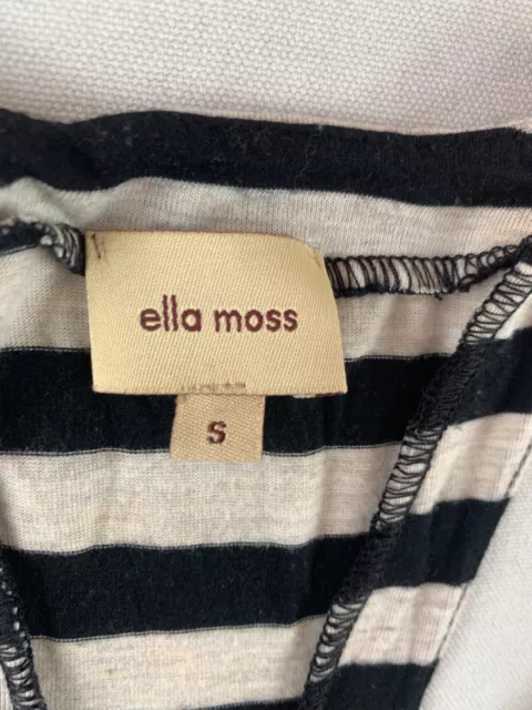 Ella Moss TANK TOP WOMENS SMALL BLACK STRIPED HENLEY SLEEVELESS 2