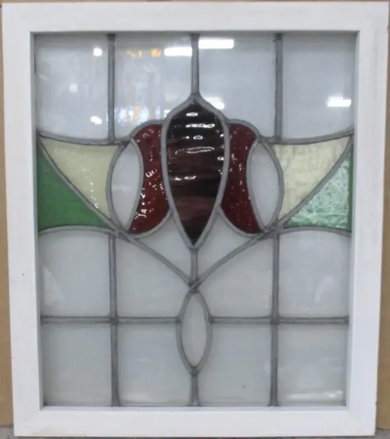 MIDSIZE OLD ENGLISH LEADED STAINED GLASS WINDOW Pretty Abstract 20" x 23.5"