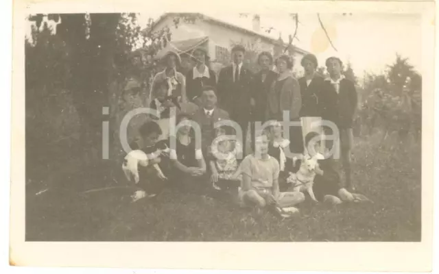 1925 TAINO (VA) Gruppo di adolescenti in giardino con i cani *Foto VINTAGE 11x7