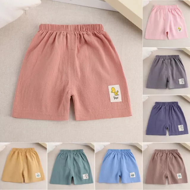 Kids Boys Girls Plain Casual Short Elastic Waist Shorts Beach Summer Short Pants