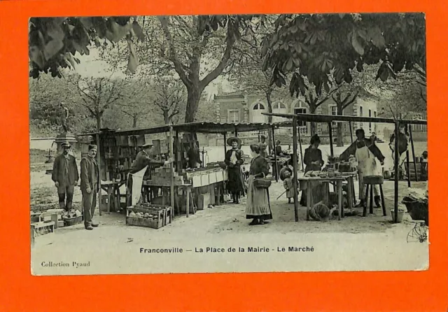 Franconville (95) Cpa Icee / Marched Place De La Mairie