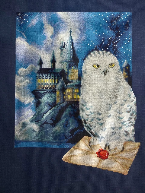 Eule Hedwig von Harry Potter - Stickbild - Kreuzstich - Handarbeit