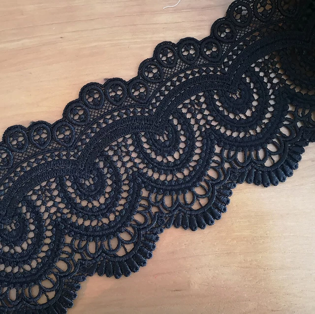 5.5 Yards 4,5'' Wide Venise Vintage Victorian Floral Lace Trim Black s0331