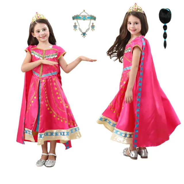 Girls Harem Princess Jasmine Arabian Nights Kids Fancy Dress Costume Outfit