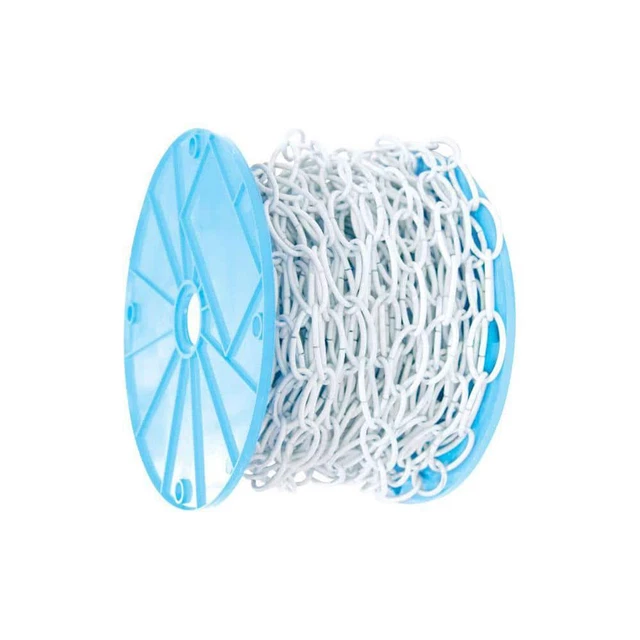 #10 x 100 ft. White Open Oval Decorative Chain - Light-Duty, 45 lbs Safe Work -