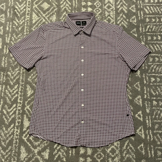 Hugo Boss Shirt Mens Sz L Red Golf Performance Athletic Stretch Sharp Slim Fit