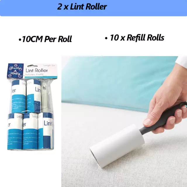 Lint Roller With Refills Sticky Remover Pet Dog Hair Clothes Sofa Dust Cleaning