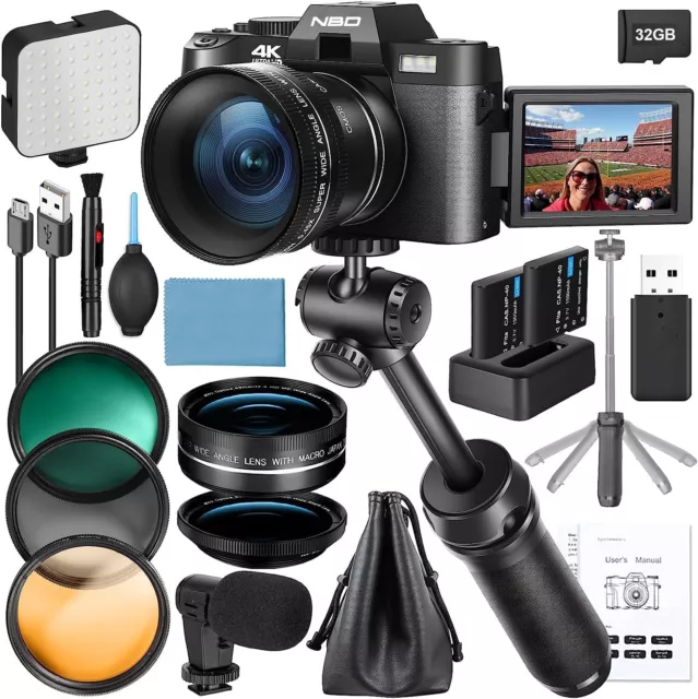 4K Digitalkameras 48MP 16X Vlogging Kamera mit Mikrofon 32GB Content Creator Kit