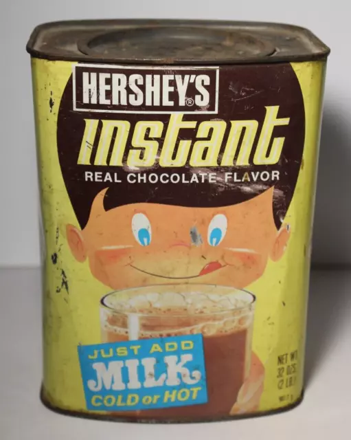 Vintage 1970s 1980s Hersheys Instant Real Chocolate Flavor 16 oz Tin Container 2