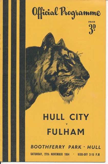 Hull City v Fulham 1954/1955 - Football Programme