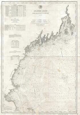 1846 Blunt Blueback Nautique Tableau De The Atlantic Coast États-unis 