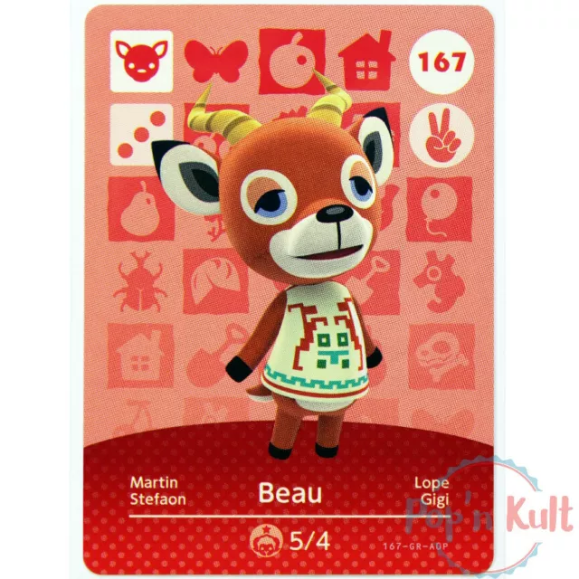 Carte Amiibo Animal Crossing 167 Stefaon / Beau [EUR] Série 2 Near Mint