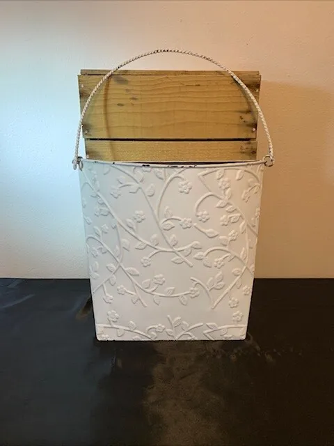 Southern Living at Home White Pressed Tin Flower Door Bucket