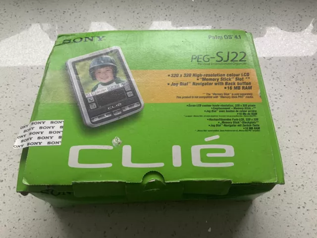 Sony Clie PEG-SJ22 Vintage Palm Powered PDA Box CD Rom And Leads /instructions.