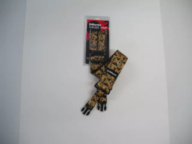 Dimarzio Steve Vai Utopia Cliplock Guitar Strap Black/Gold 2"  Wide Dd2250
