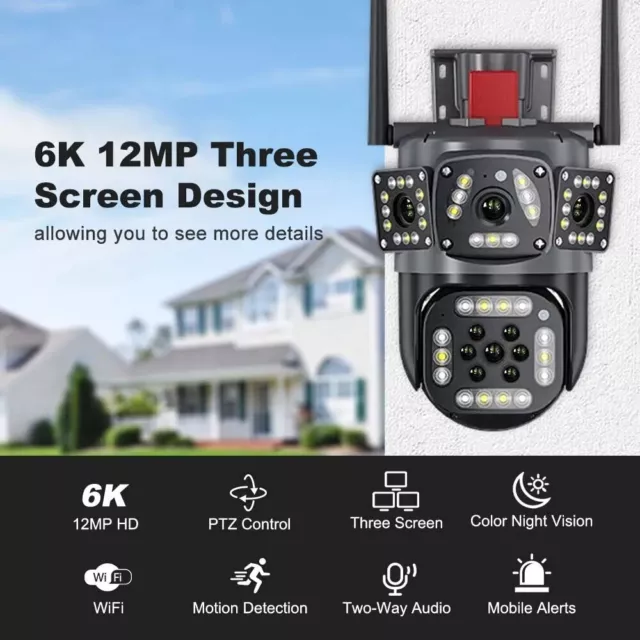 12MP 6K WIFI IP Kamera Automatische Überwachungskamera PTZ Outdoor 10X ZOOM Kam