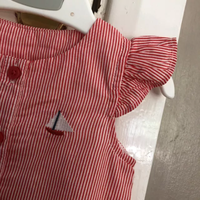 Bateau brodé M&S bébé fille rouge et blanc 0-3 mois neuf avec étiquettes 3