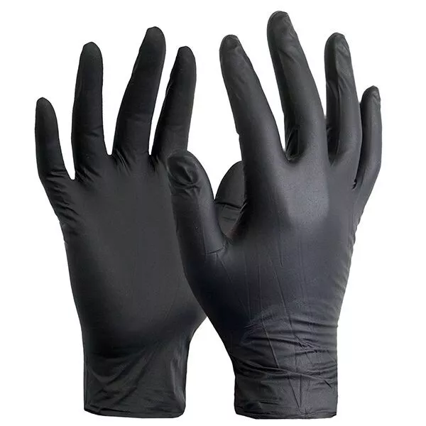 Medium Black Nitrile Gloves Micro Textured Powder Free Bastion Ultra Soft