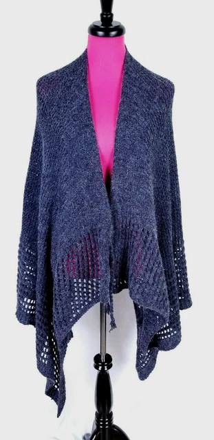Pretty Angel Kimono Cardigan Womens Size One Size Gray Open Knit Asymmetrical