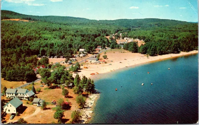 Sebago Lake Maine, Nason's Beach, Aerial View, Boats, Trees, Houses Postcard