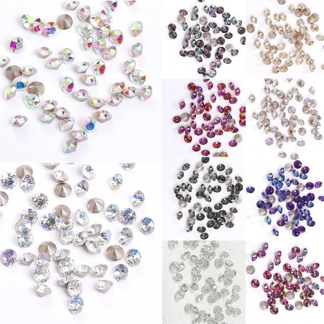 50 piezas Cristal AB Estrás Arte en Uñas Gemas Diamante Redondo 3D-Decoración Nuevo