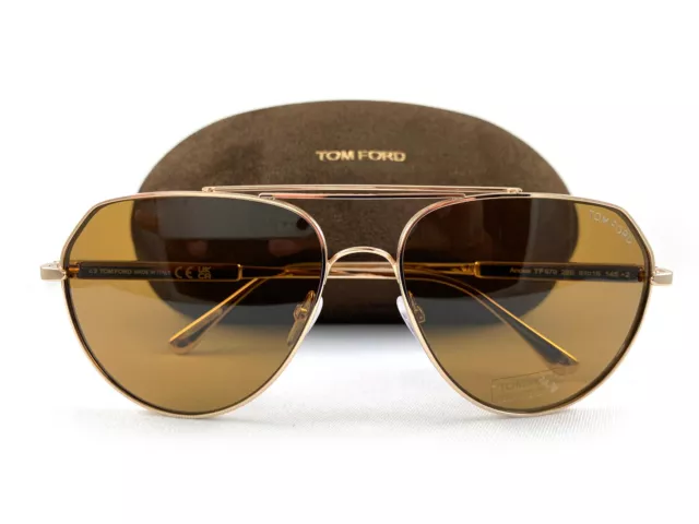 Tom Ford Sunglasses TF670 Andes 28E Gold Brown FT0670/S 61mm