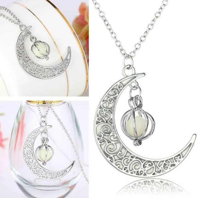 Moon Jewelry Pendant Necklace Chakra Healing Natural Quartz Crystal Gemstone US
