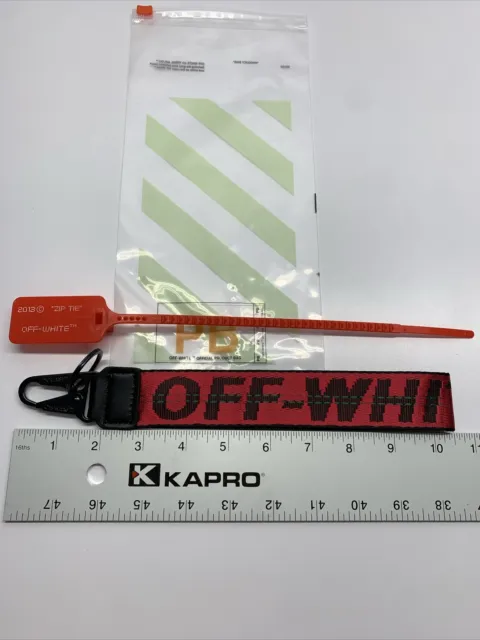 OFF-WHITE Lanyard Keychain Industrial Clasp Red and Black With new Zip-Tie