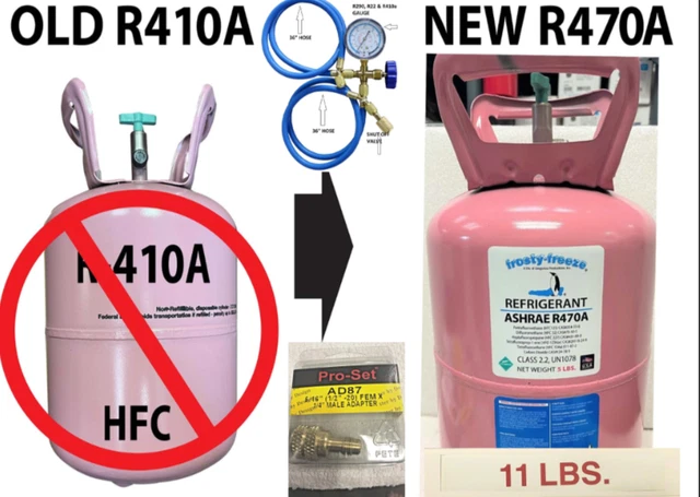 R470a (HFO) 11 lb. "NO-HFC's" ASHRAE EPA & SNAP Approved, Pro DIY Recharge Kit