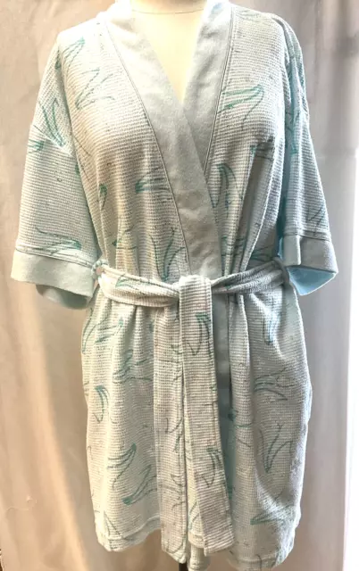 Vanity Fair Wrap Bathrobe Waffle Weave Cotton/Poly Spa Lounge Pockets Size L