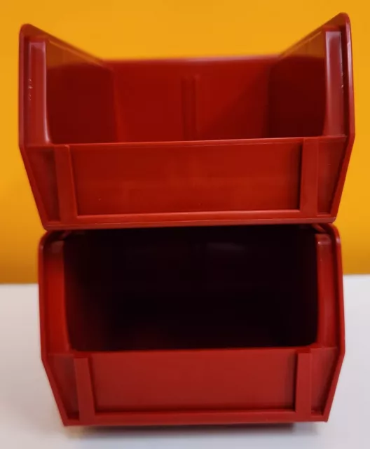 Lote de 2 pilas de plástico rojo y contenedores colgantes de 5"" x 4"" x 3"" EE. UU.