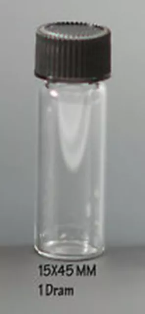 72 Pcs Clear 1 Dram Glass Vials [15mm X 45 mm] W/Caps