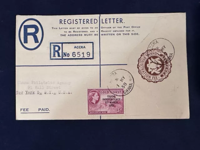 Gold Coast Ghana COVER REGISTERED LETTER ACCRA POSTMARK TO NEW YORK USA