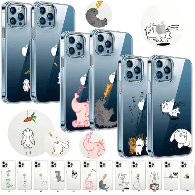 Funny Logo Cartoon Animals Soft TPU Case Cover For iPhone 15 14 13 12 Pro Max XR