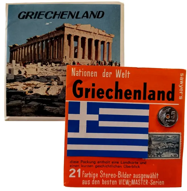 3x VIEW MASTER 3D REEL ⭐ GRIECHENLAND ⭐ +MÜNZE, +BRIEFMARKE, Athen, Piräus, C020