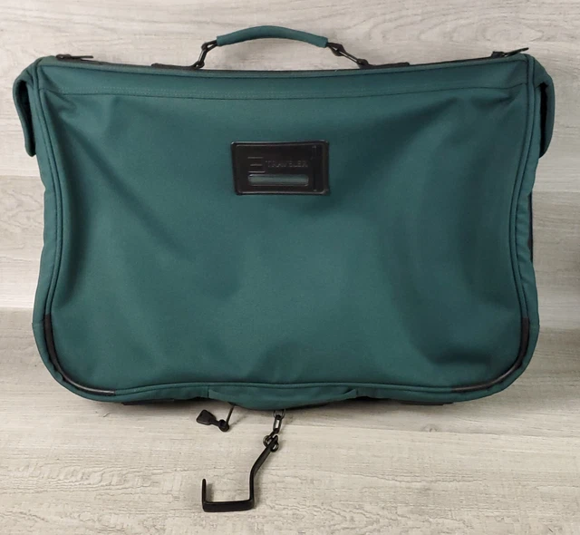 Vintage LL BEAN Traveler Garment Bag Green Canvas Clothes Luggage 21x15x6