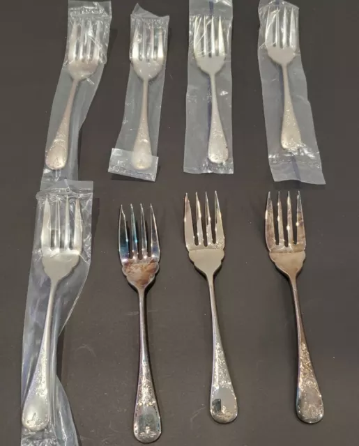 Set of 8 x Salad Forks - Birks Regency Plate - Queen Mary Pattern - 6 NEW